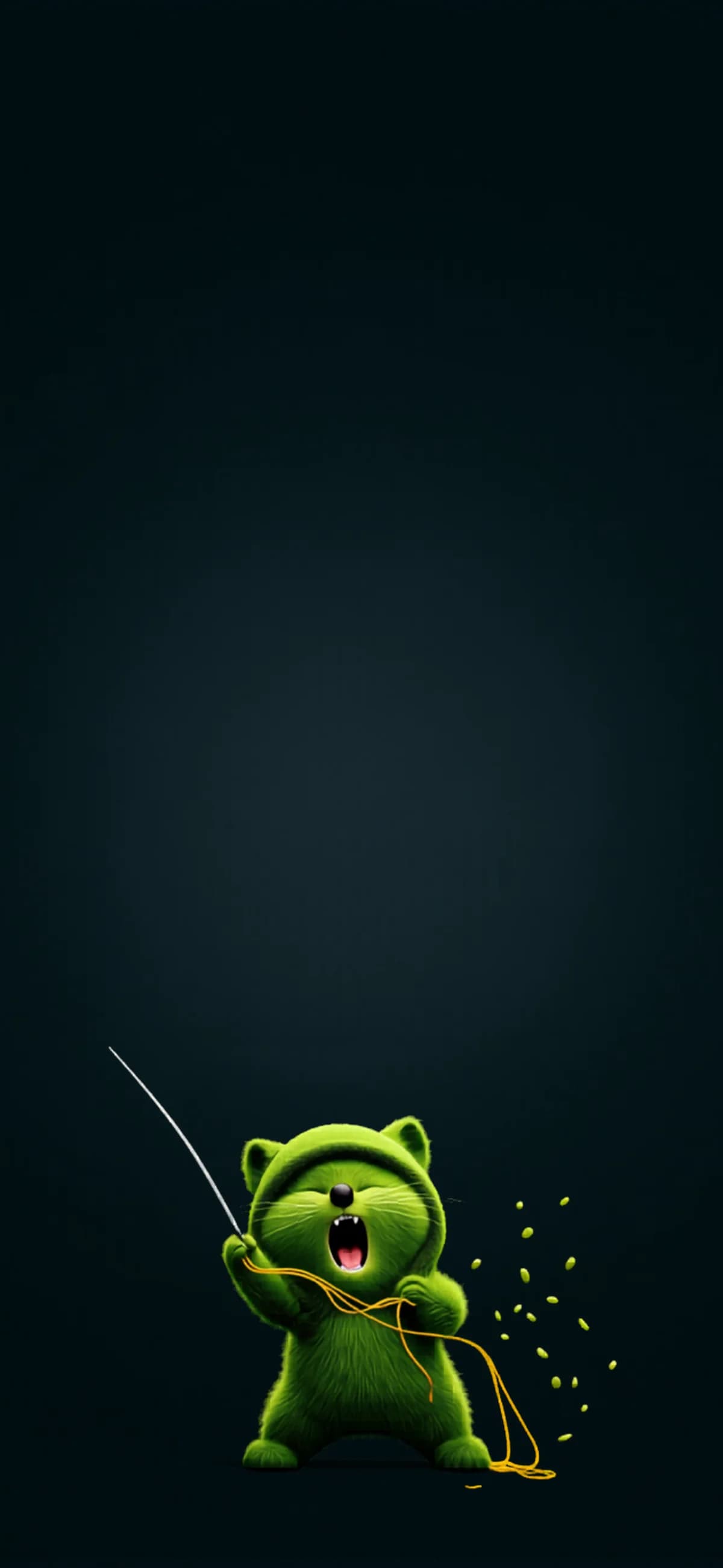 Cute Green Cat 3D Cartoon Dark Aesthetic iPhone Wallpaper wallpaper - ios wallpapers | Picmaze