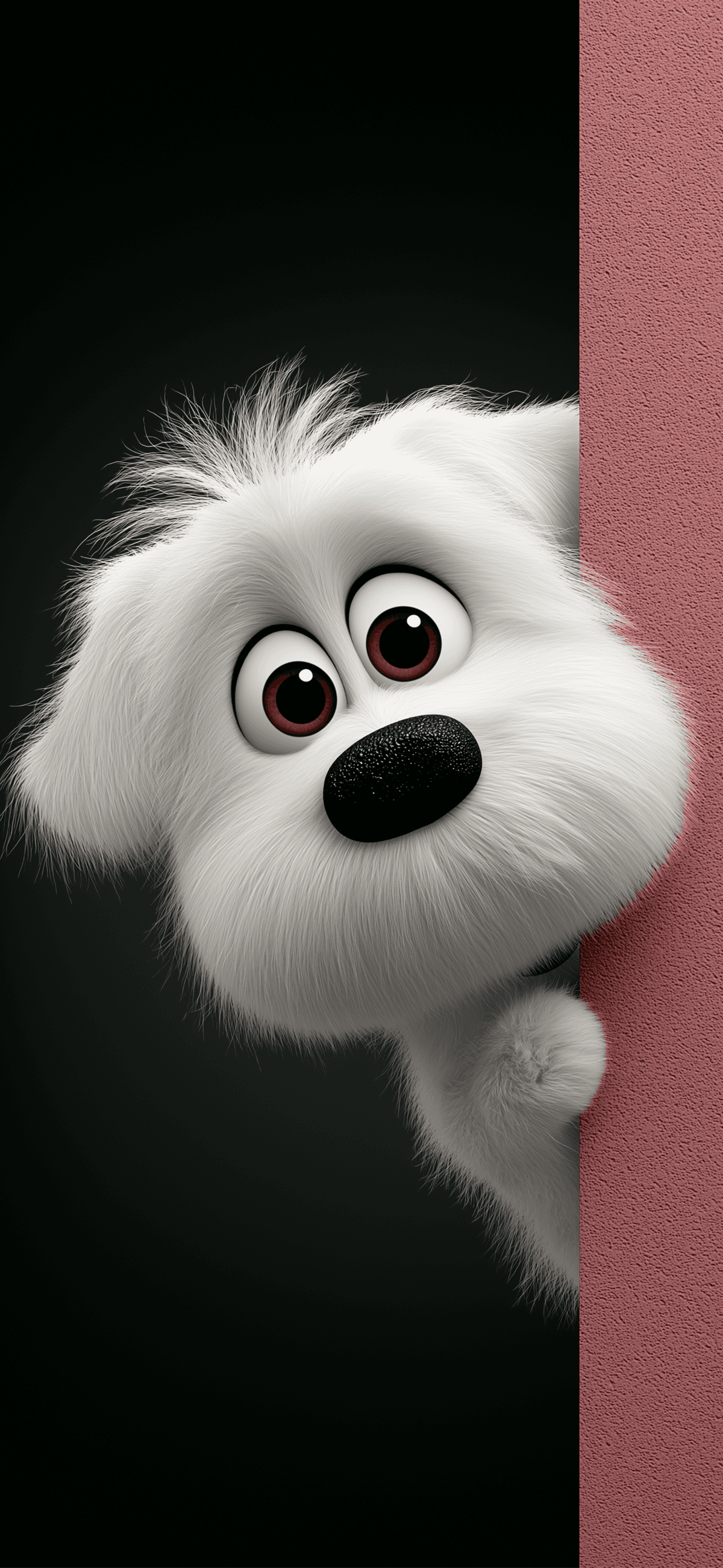 Cute White Puppy Peeking 3D Wallpaper Dark Aesthetic 4K wallpaper - ios wallpapers | Picmaze