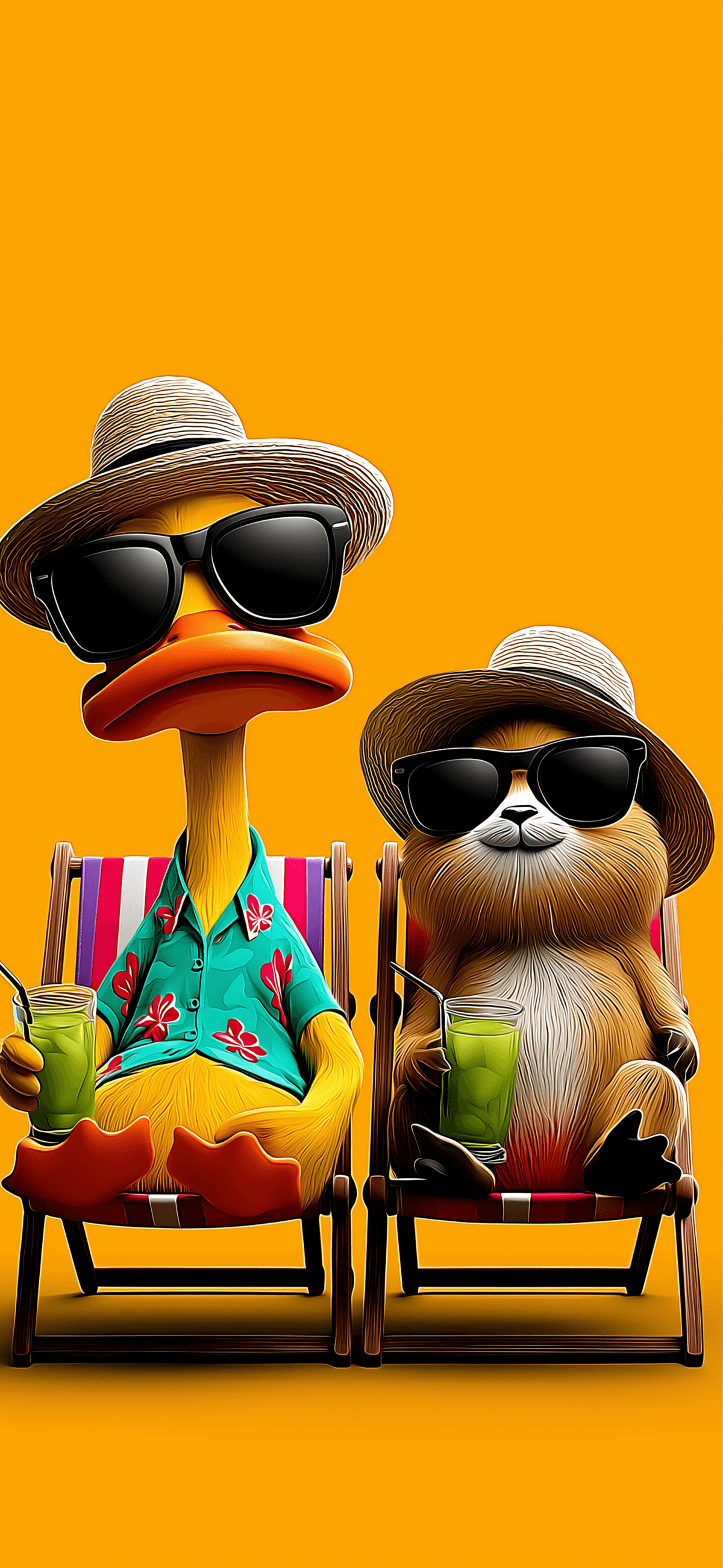 Cool Cartoon Duck and Otter Beach Vibes 3D Wallpaper wallpaper - ios wallpapers | Picmaze