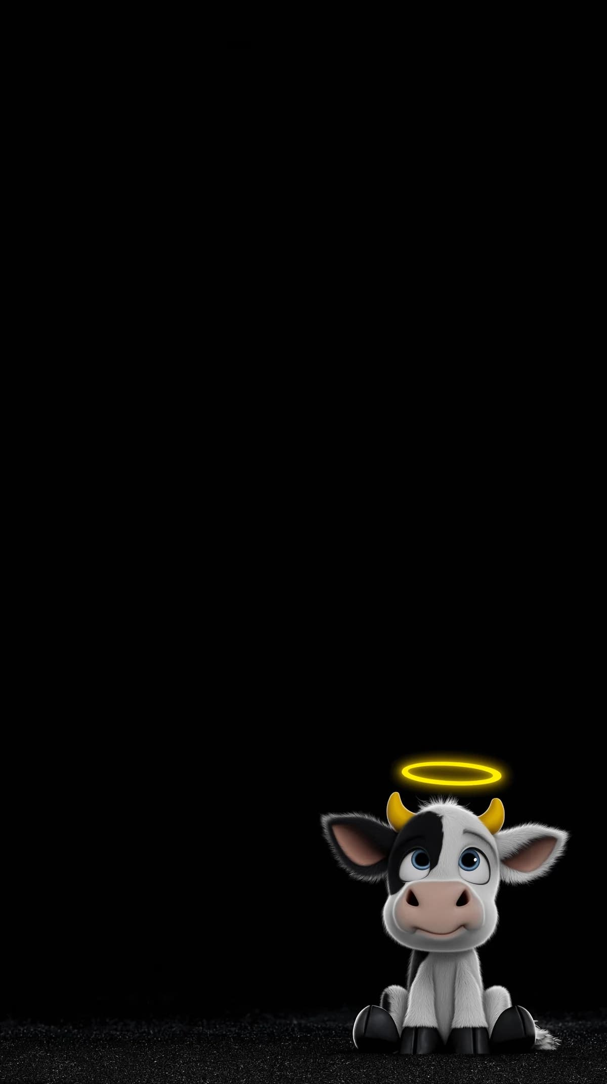 Cute Angel Cow Sitting Wallpaper with Dark Minimal Space wallpaper - cow | Picmaze
