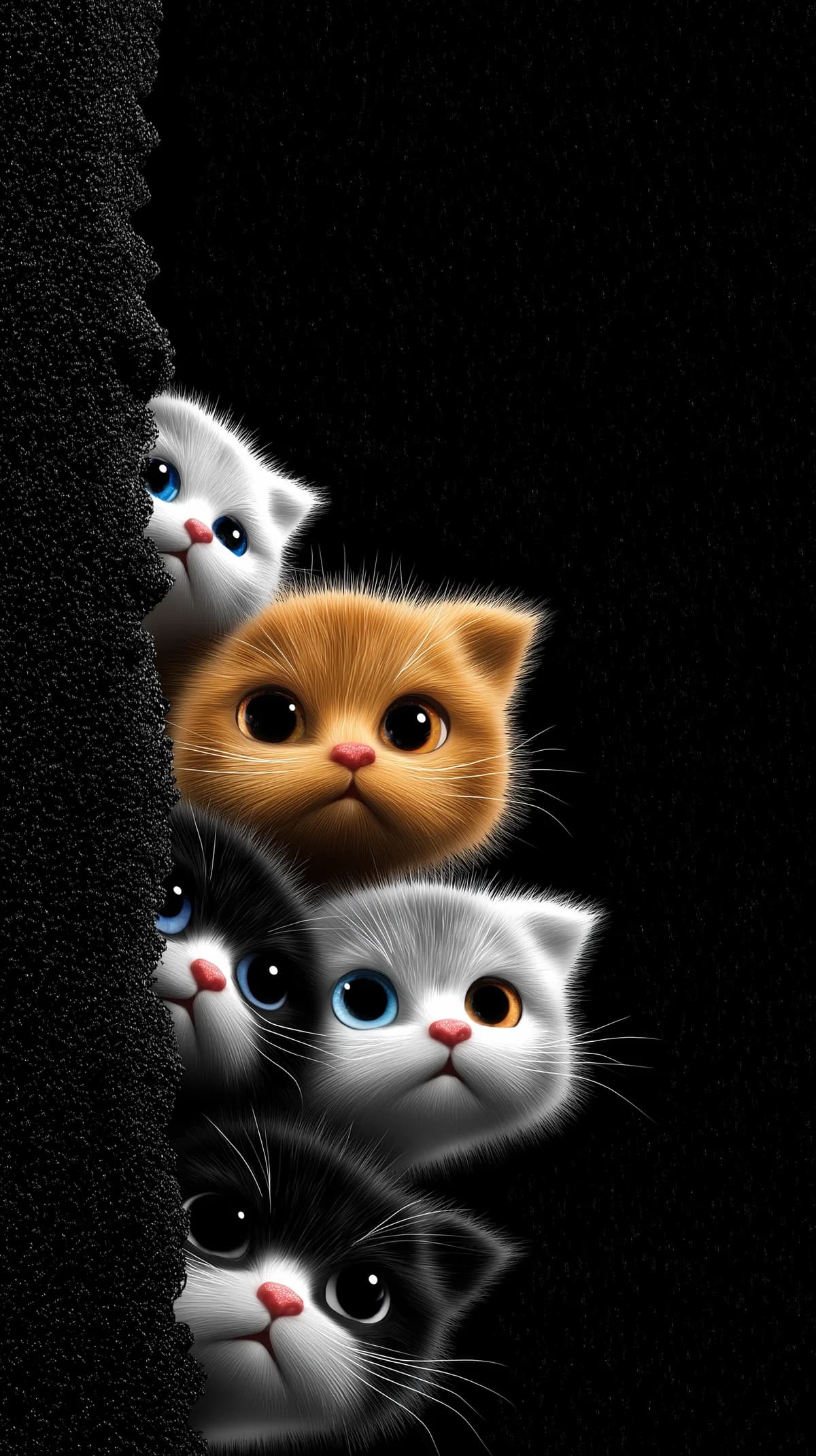 Soft Glowing Kittens Peeking Dark Minimal Aesthetic Wallpaper wallpaper - Cat Wallpapers | Picmaze