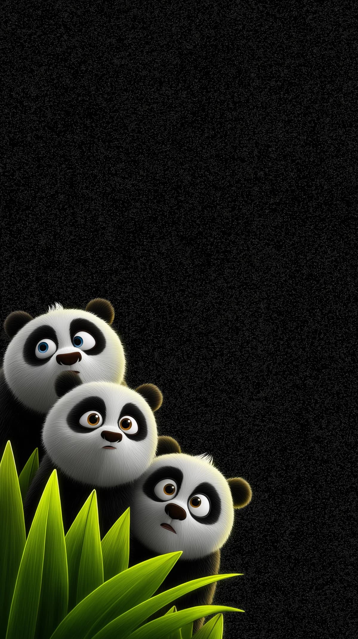 Adorable Panda Trio Peeking Bamboo Dark Textured Wallpaper wallpaper - Panda Wallpapers | Picmaze