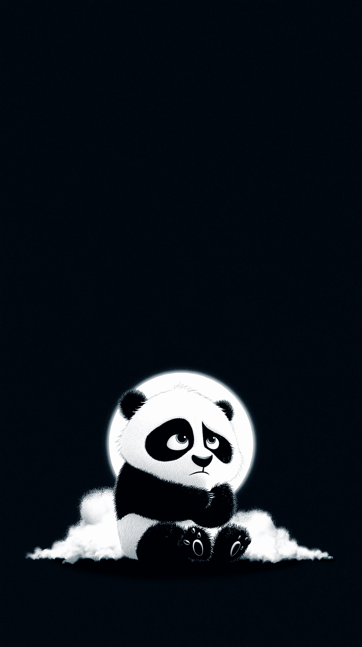 Sad Panda Under Full Moon Android Wallpaper – Cute Cartoon Panda Cloud Night Minimal Background wallpaper - Panda Wallpapers | Picmaze