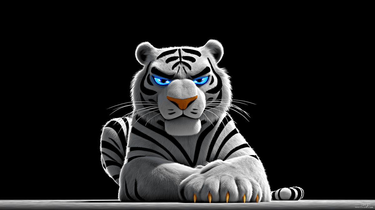 White Tiger with Blue Eyes 4K Dark Wallpaper wallpaper - 3D Wallpaper | Picmaze