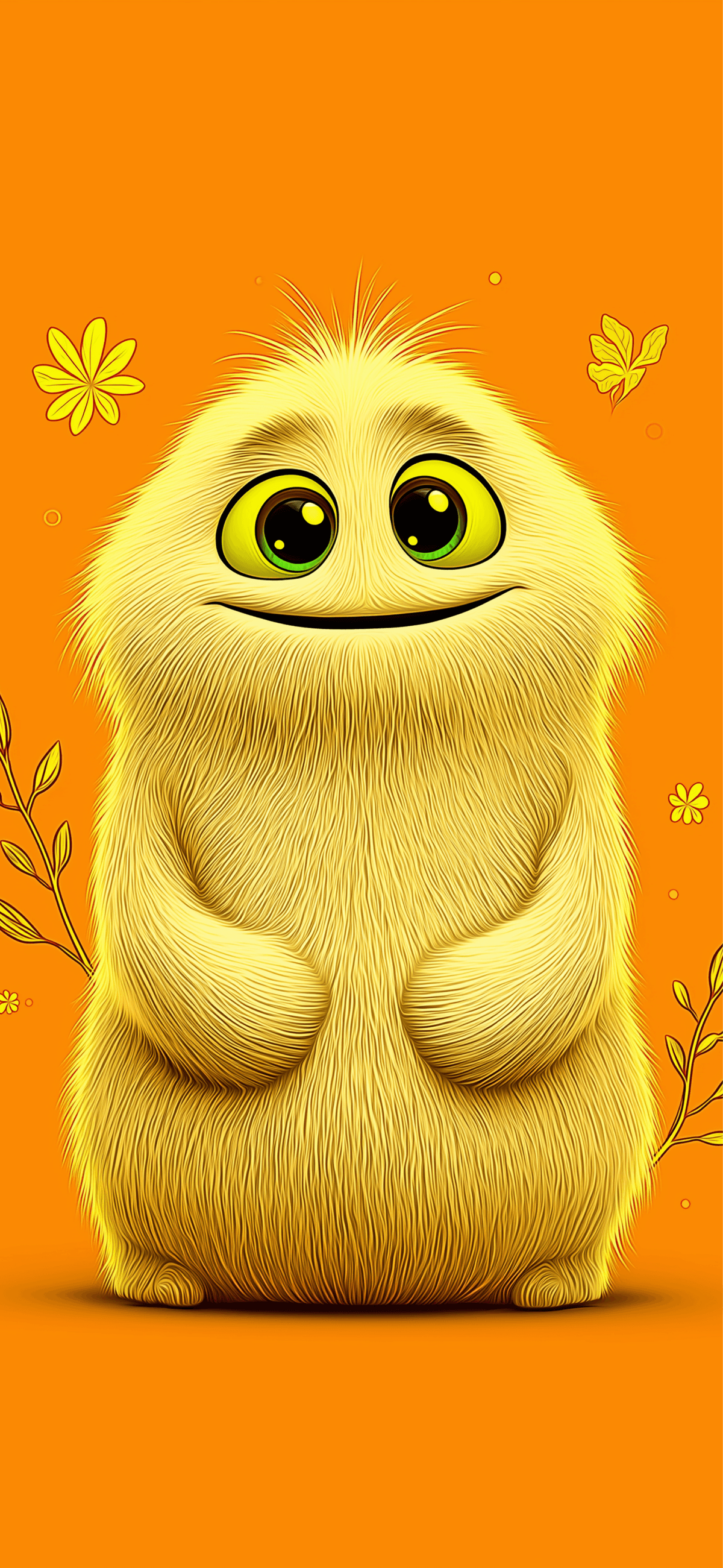 Cute Yellow Fluffy Monster Wallpaper – Adorable HD Cartoon Background wallpaper - ios wallpapers | Picmaze