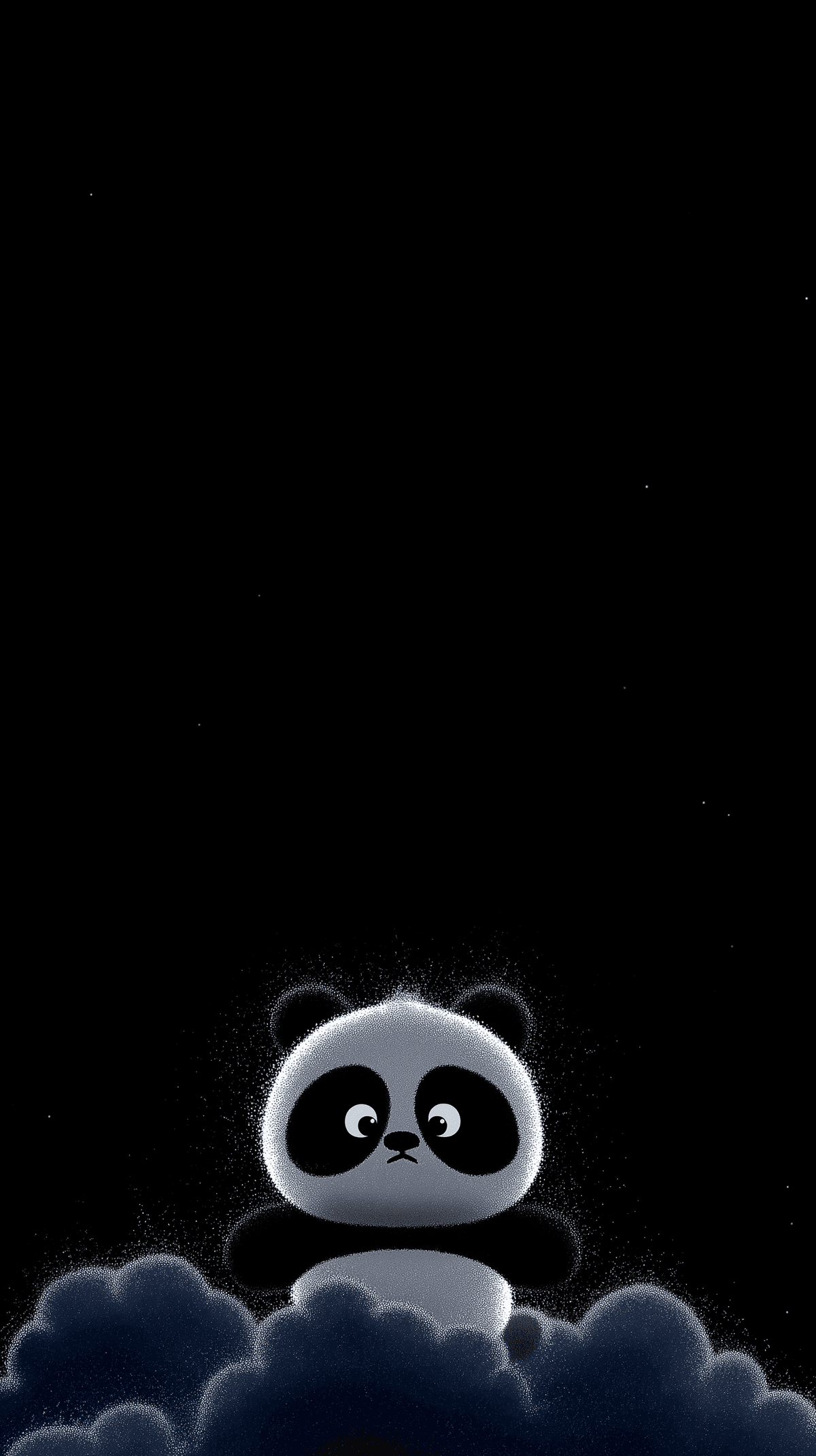 Cute Panda on Starry Cloud Android Wallpaper – Minimal Cartoon Panda Night Sky Dark Background wallpaper - Panda Wallpapers | Picmaze