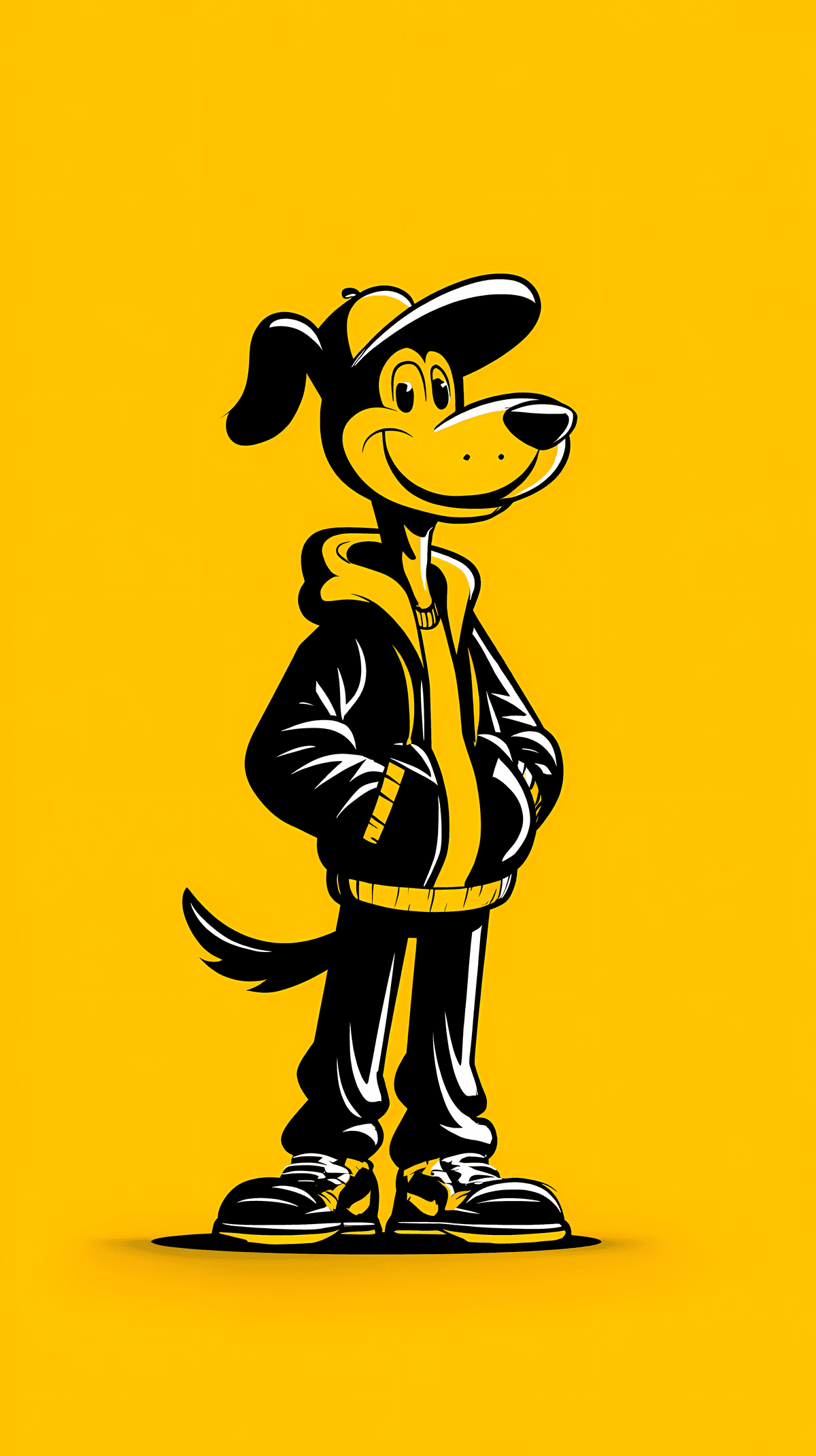 Cool Black Cartoon Dog Street Style Yellow Android Wallpaper wallpaper - Dogs wallpaper | Picmaze