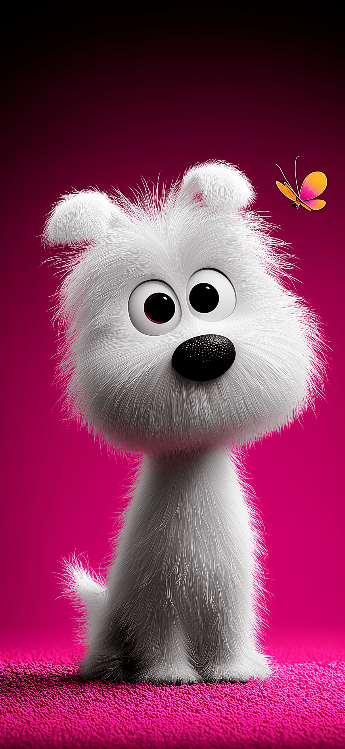 Cute White Puppy and Butterfly Pink Aesthetic 3D Wallpaper wallpaper - ios wallpapers | Picmaze