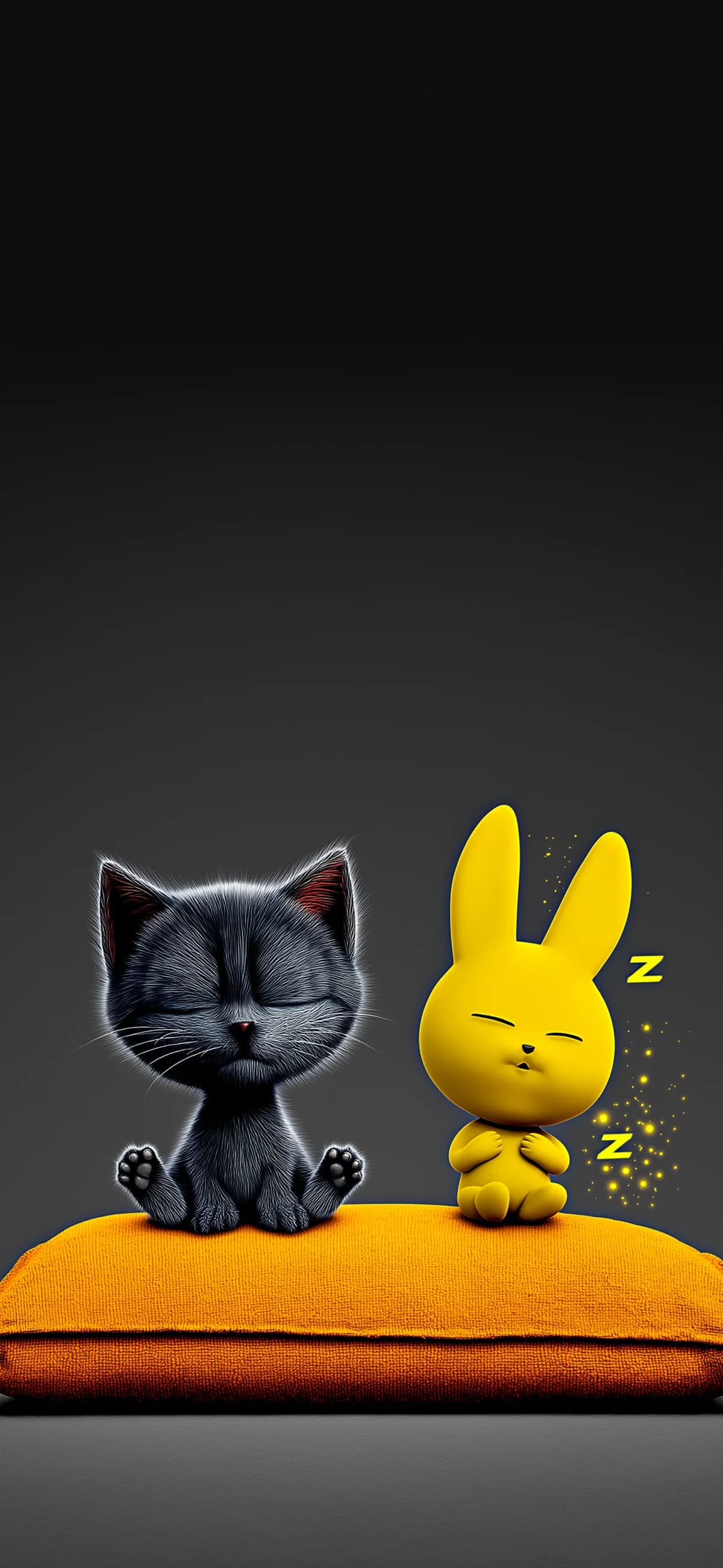 Cute Cat and Bunny Sleeping Dark Aesthetic 4K Wallpaper wallpaper - ios wallpapers | Picmaze