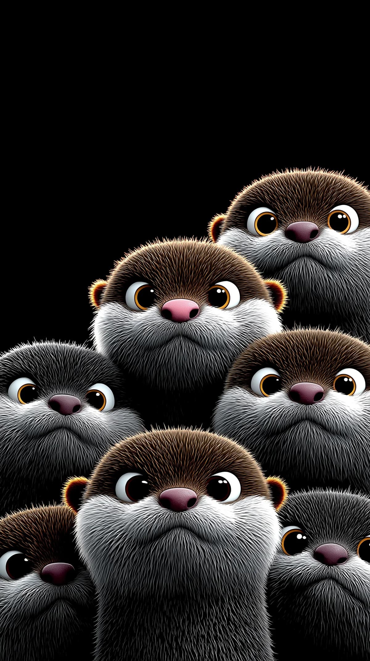 Cute 3D Otter Faces Wallpaper Black Background HD wallpaper - Otters | Picmaze