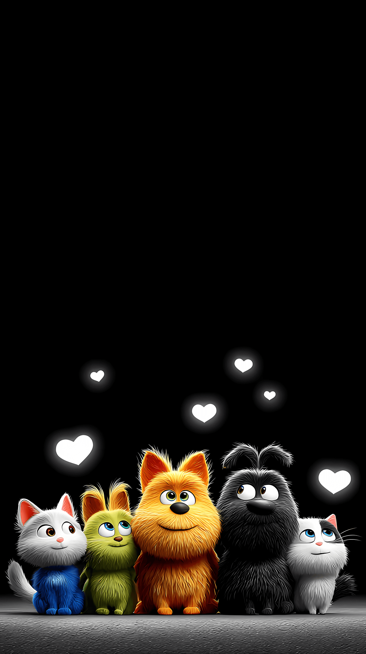 Cute Cartoon Pet Friends Wallpaper – Adorable Fluffy Animals with Heart Glow Android Background wallpaper - Cat Wallpapers | Picmaze