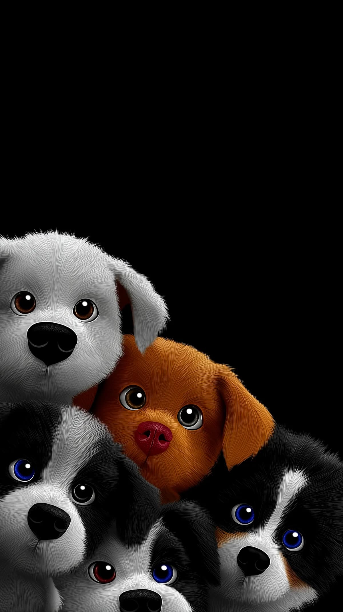 Cute Puppies Faces Minimal Black Background 4K Wallpaper wallpaper - Dogs wallpaper | Picmaze