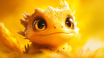 Cute Golden Baby Dragon 4K Wallpaper – Bright Fantasy Character Desktop Background - pc wallpapers desktop Wallpaper | Picmaze
