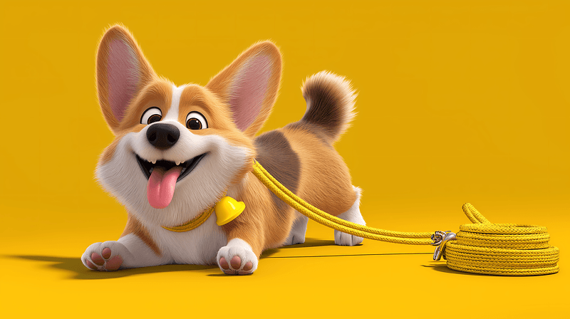 Playful Corgi Dog Desktop Wallpaper – Cute Cartoon Puppy Yellow Background in 4K - pc wallpapers desktop Wallpaper | Picmaze
