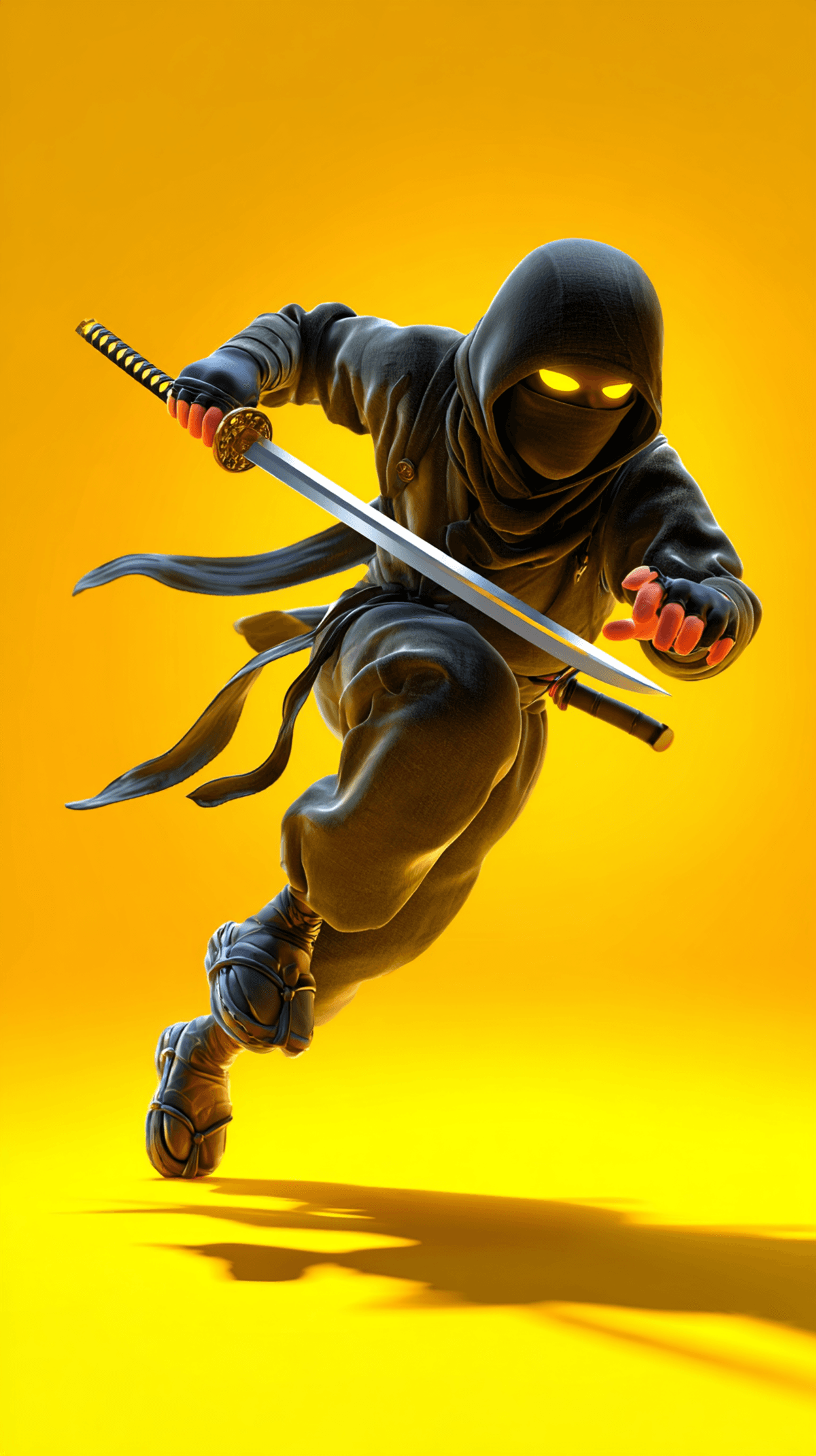 Dark Hooded Ninja Attack Android Wallpaper – Stealth Katana Warrior Yellow Background wallpaper - Ninja Wallpapers  | Picmaze