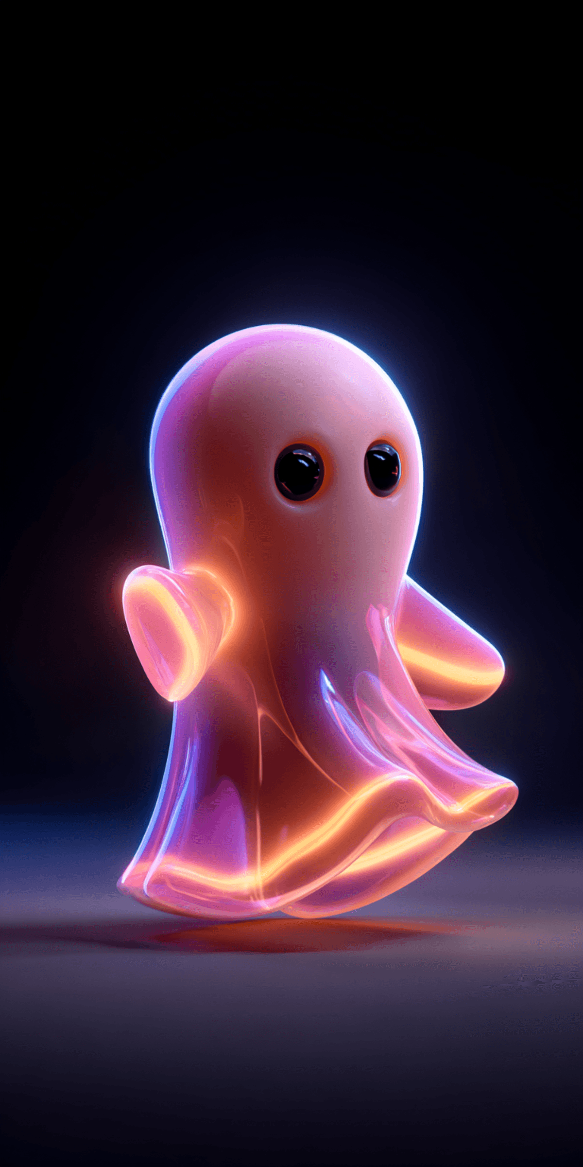 Cute Neon Ghost iPhone Wallpaper – Glowing Dark Aesthetic iOS Background wallpaper - ios wallpapers | Picmaze