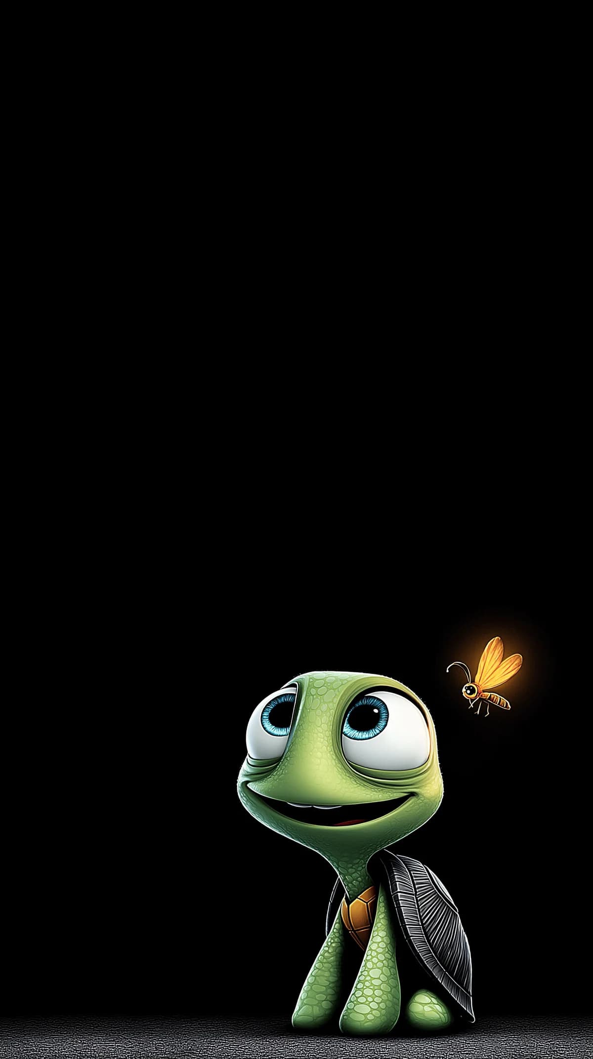 Cute Turtle Wallpaper with Glowing Firefly on Black wallpaper - Turtle | Picmaze