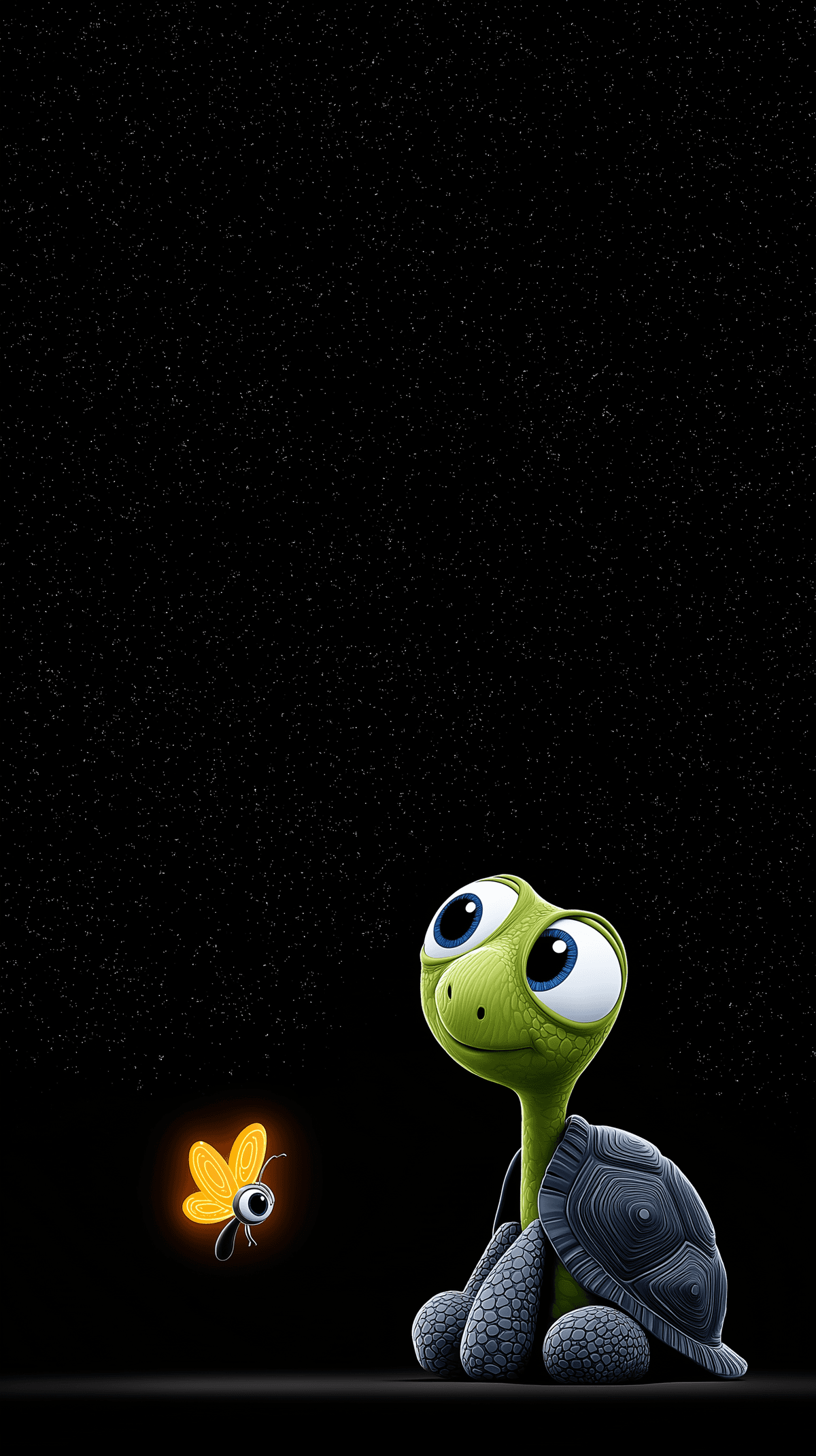 Cute Baby Turtle Android Wallpaper – Small Turtle with Firefly Minimal Dark Background wallpaper - Turtle | Picmaze