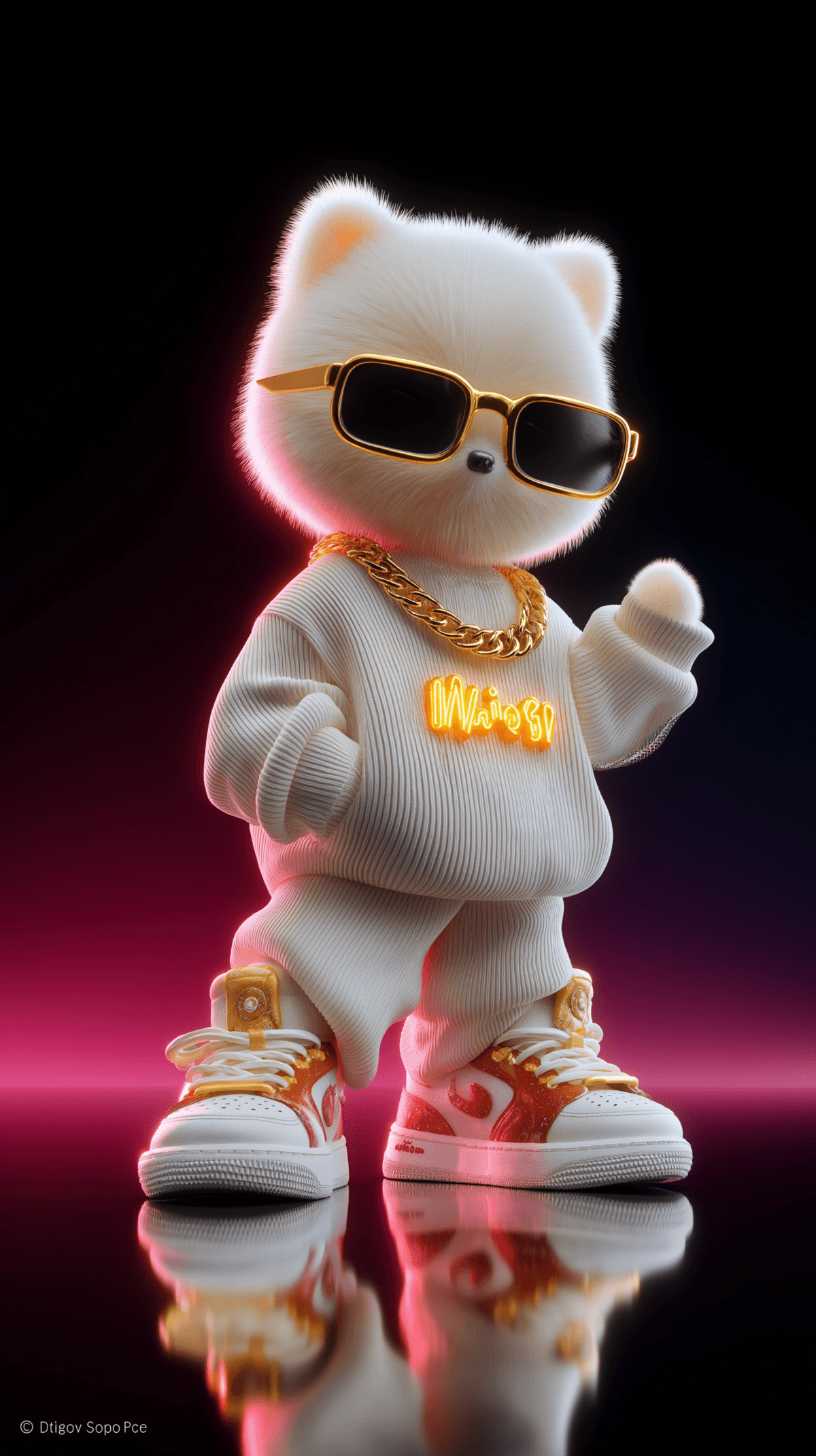 Stylish Cute White Dog with Sunglasses 3D Wallpaper – Premium Android Dark Background wallpaper - Mobile | Picmaze