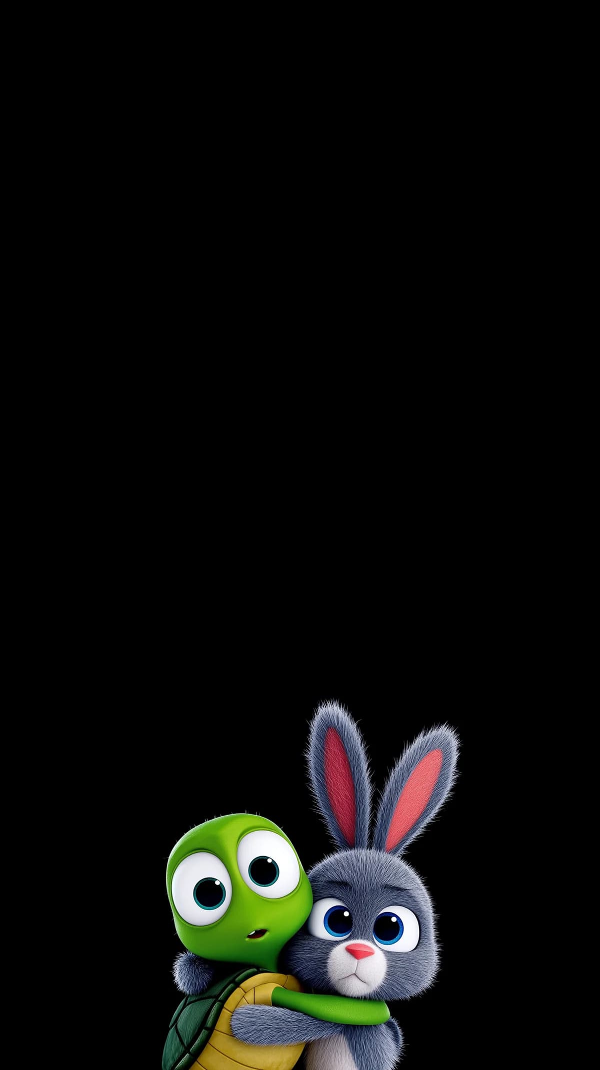 Cute Bunny Hugging Turtle Minimal Black Wallpaper 4K wallpaper - 3D Wallpaper | Picmaze