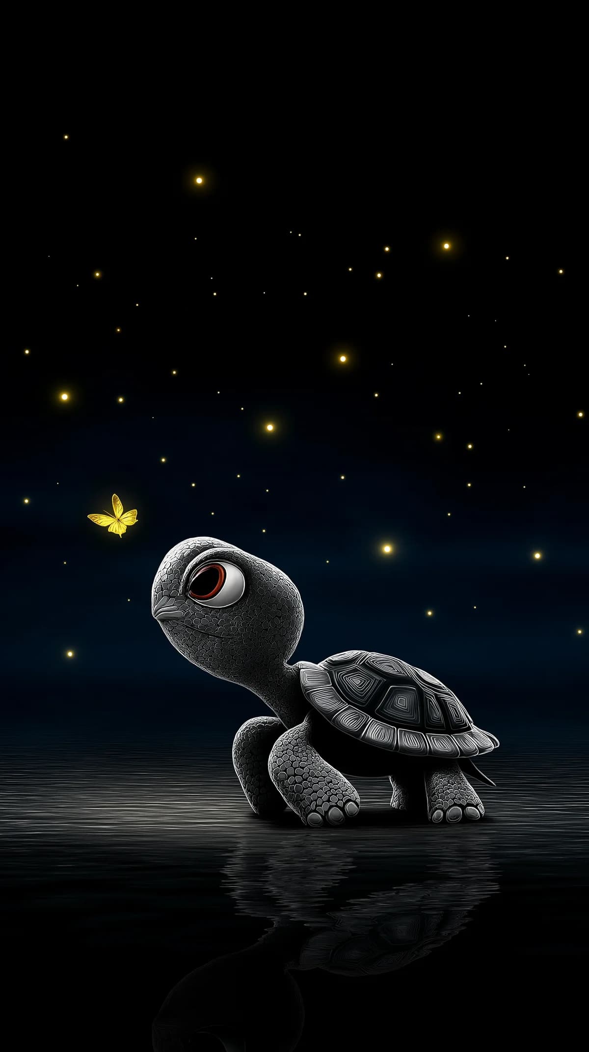 Midnight Turtle with Golden Butterfly Starry Night Art wallpaper - Turtle | Picmaze