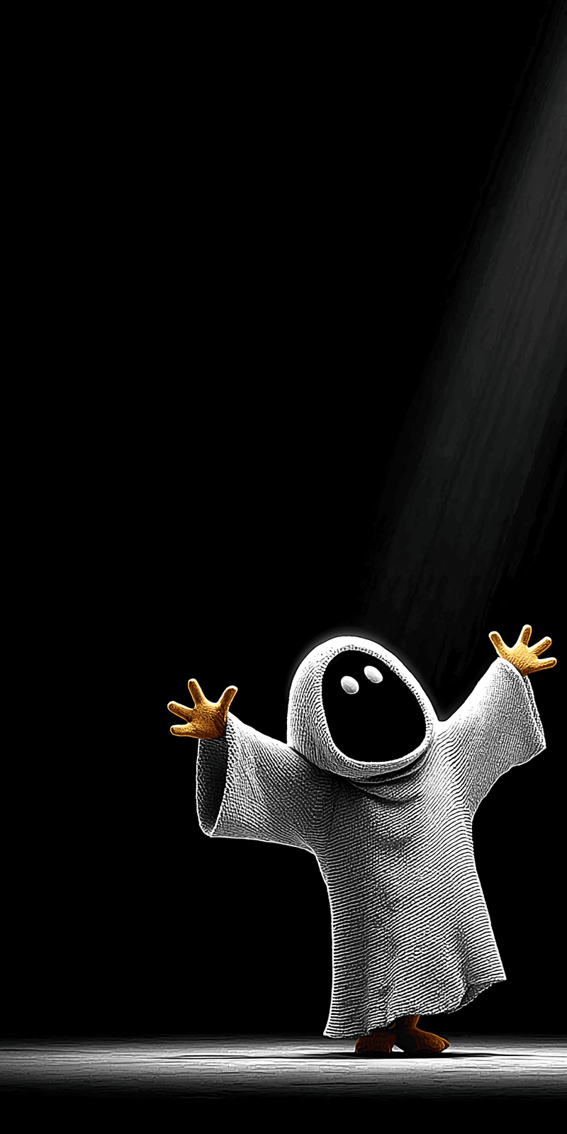 Funny Ghost Under Spotlight Wallpaper – Cute Cartoon Ghost Dark Background - ghost mobile Wallpaper | Picmaze