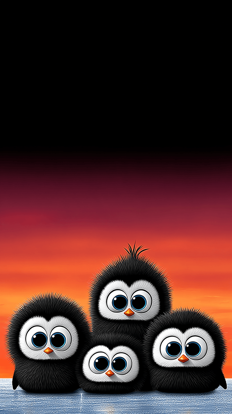 Cute Baby Penguins Wallpaper 4K Sunset Background - NATURE mobile Wallpaper | Picmaze