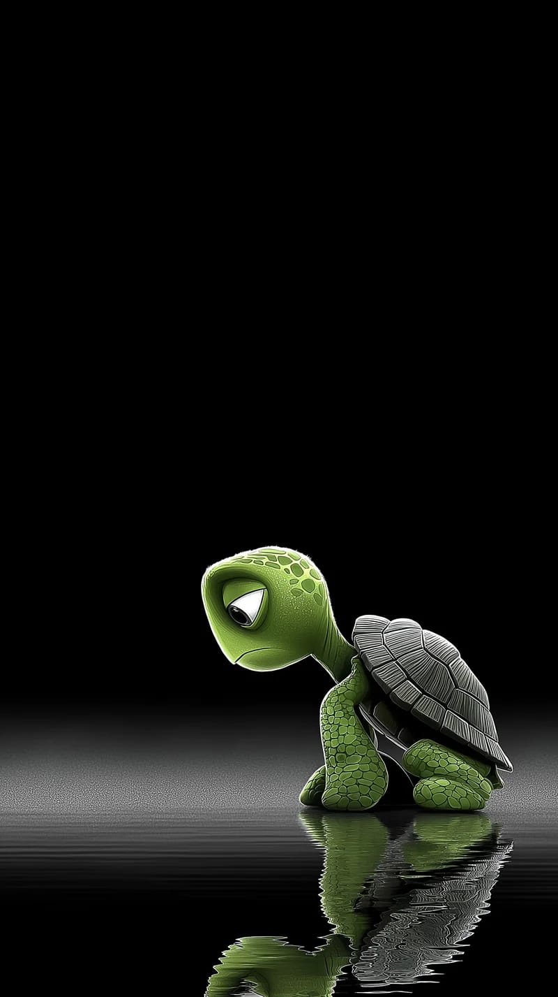 Reflective Lonely Turtle Dark Minimal Water Aesthetic - Turtle mobile Wallpaper | Picmaze