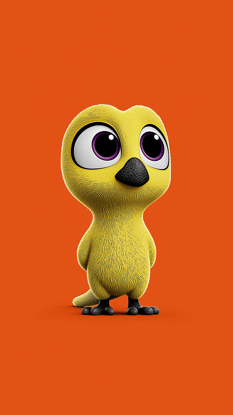Cute Yellow Cartoon Bird Wallpaper with Bright Orange Background - Minimalist Wallpapers mobile Wallpaper | Picmaze