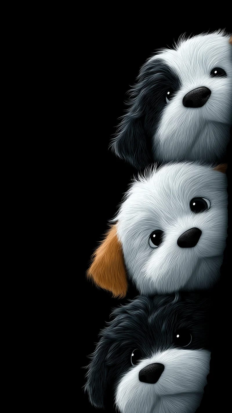 Cute Puppy Peeking Minimal Black Background 4K Wallpaper - Dogs wallpaper mobile Wallpaper | Picmaze