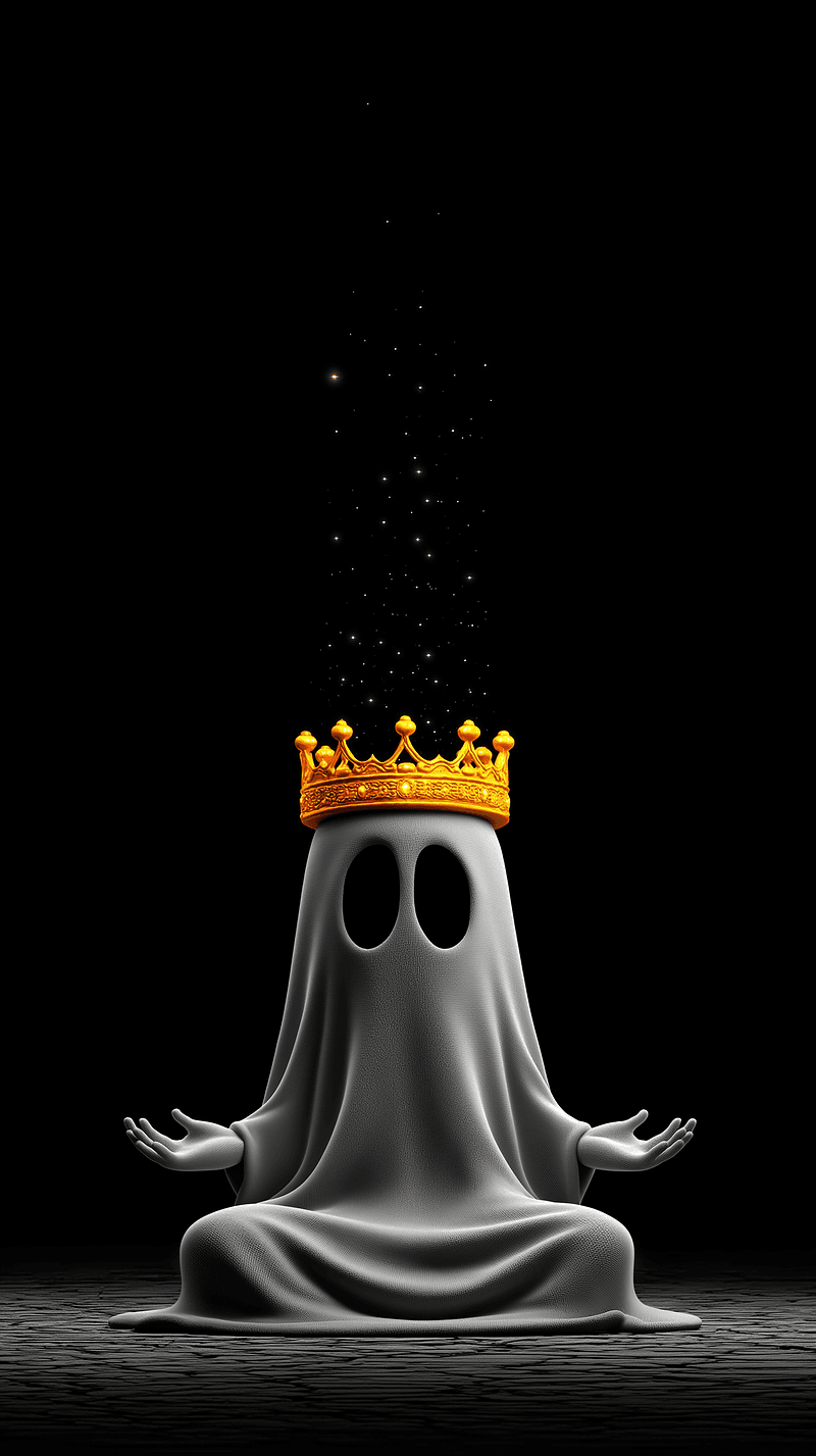 Meditating King Ghost Android Wallpaper – Crown Ghost Minimal Dark Background - ghost mobile Wallpaper | Picmaze