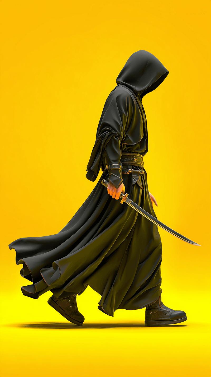 Dark Hooded Sword Assassin Android Wallpaper – Stealth Warrior Yellow Background - Ninja Wallpapers  mobile Wallpaper | Picmaze