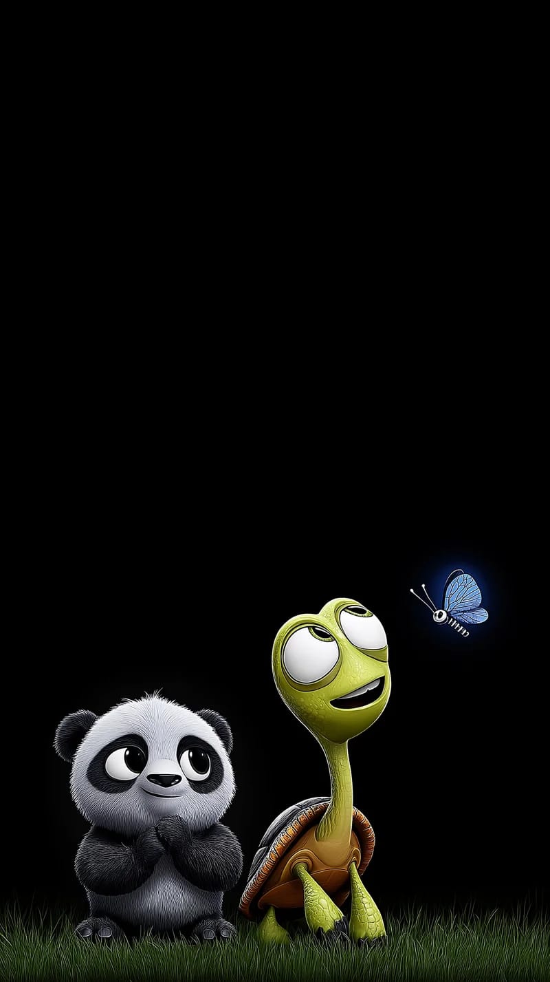 Cute Panda and Turtle with Butterfly 3D Wallpaper HD - 3D Wallpaper mobile Wallpaper | Picmaze