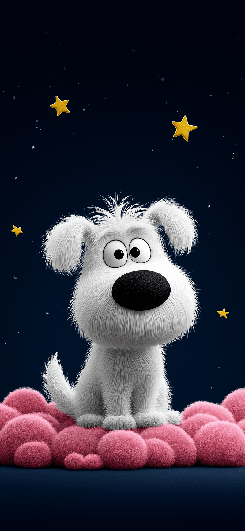 Cute White Puppy Under Starry Night Sky 3D Wallpaper 4K - ios wallpapers mobile Wallpaper | Picmaze