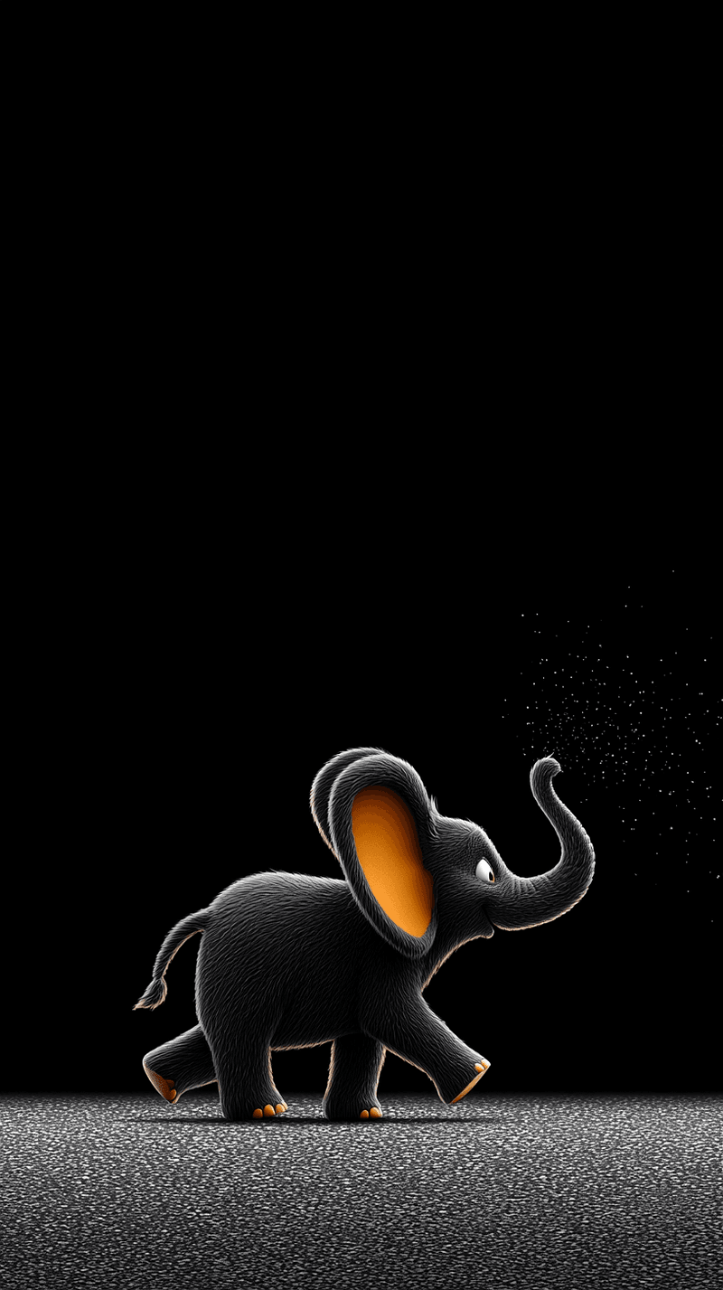 Cute Baby Elephant Walking Wallpaper 4K Dark Background - draft mobile Wallpaper | Picmaze