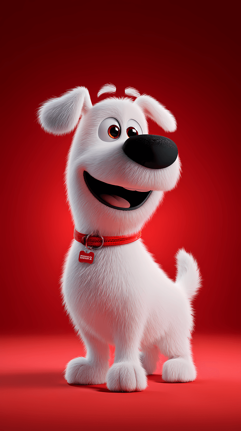 Smiling White Cartoon Puppy Android Wallpaper – Cute 3D Dog Red Background - Dogs wallpaper mobile Wallpaper | Picmaze