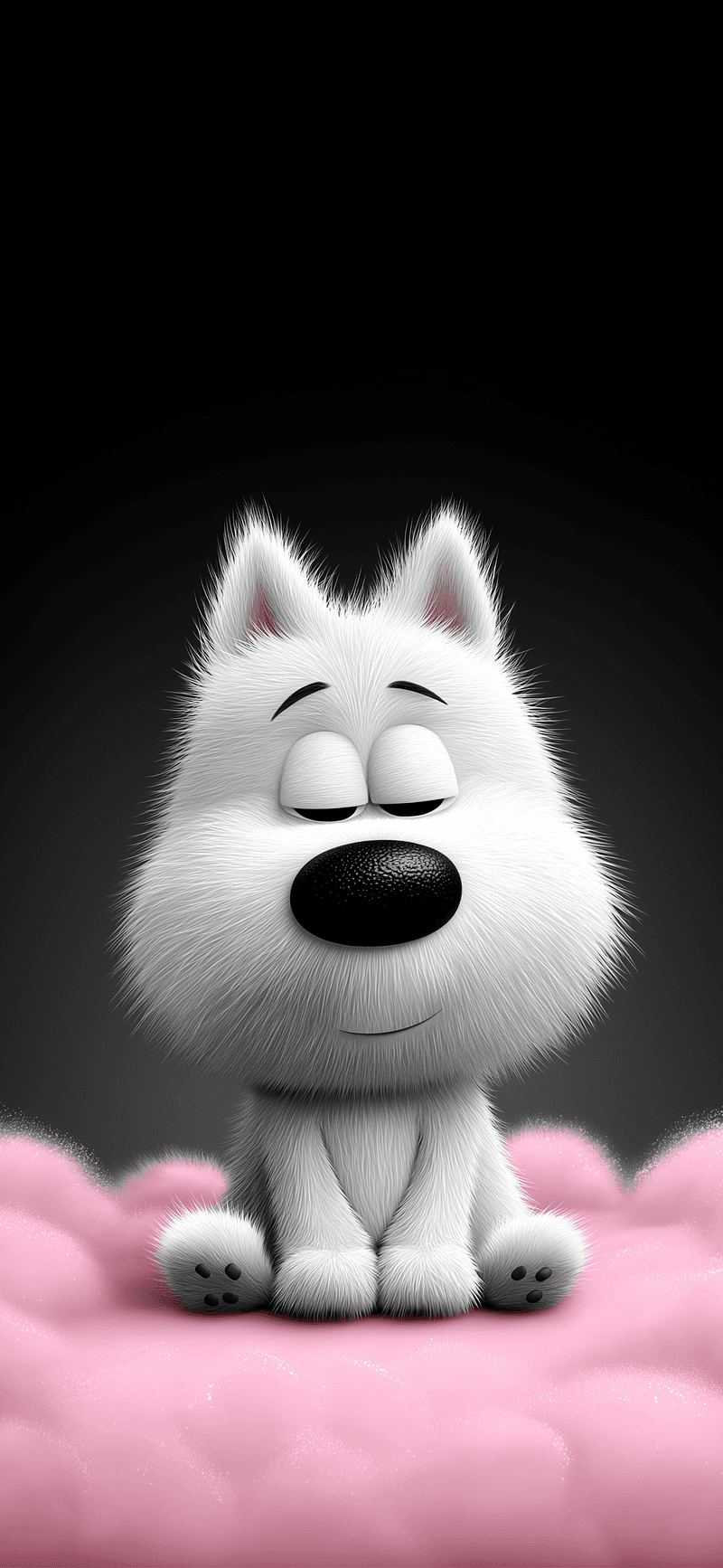 Cute Sleepy White Puppy on Pink Clouds 3D Wallpaper 4K - ios wallpapers mobile Wallpaper | Picmaze