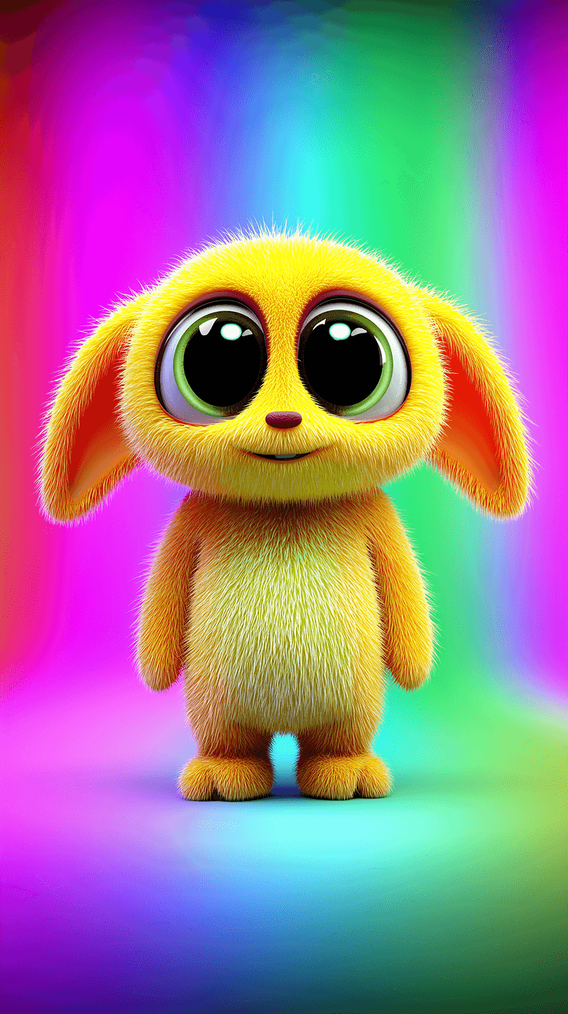 Cute Yellow Cartoon Bunny Wallpaper with Colorful Gradient - 3D Wallpaper mobile Wallpaper | Picmaze