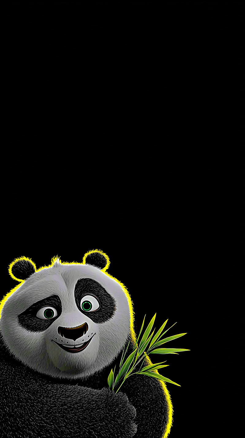 Cute Panda with Bamboo Wallpaper – Smiling Cartoon Panda Dark Android Background - Panda Wallpapers mobile Wallpaper | Picmaze