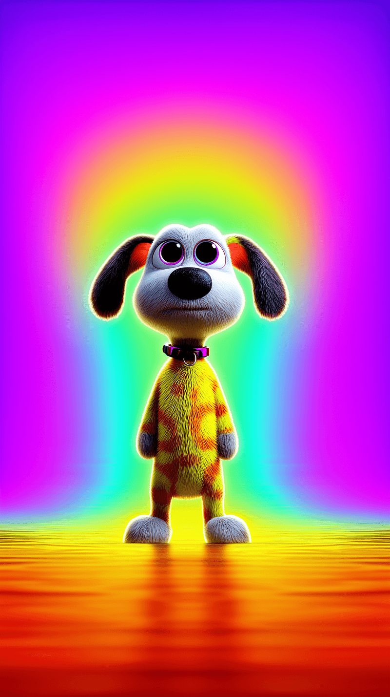 Cute Cartoon Dog Rainbow Wallpaper in Vibrant Neon Colors - Dogs wallpaper mobile Wallpaper | Picmaze