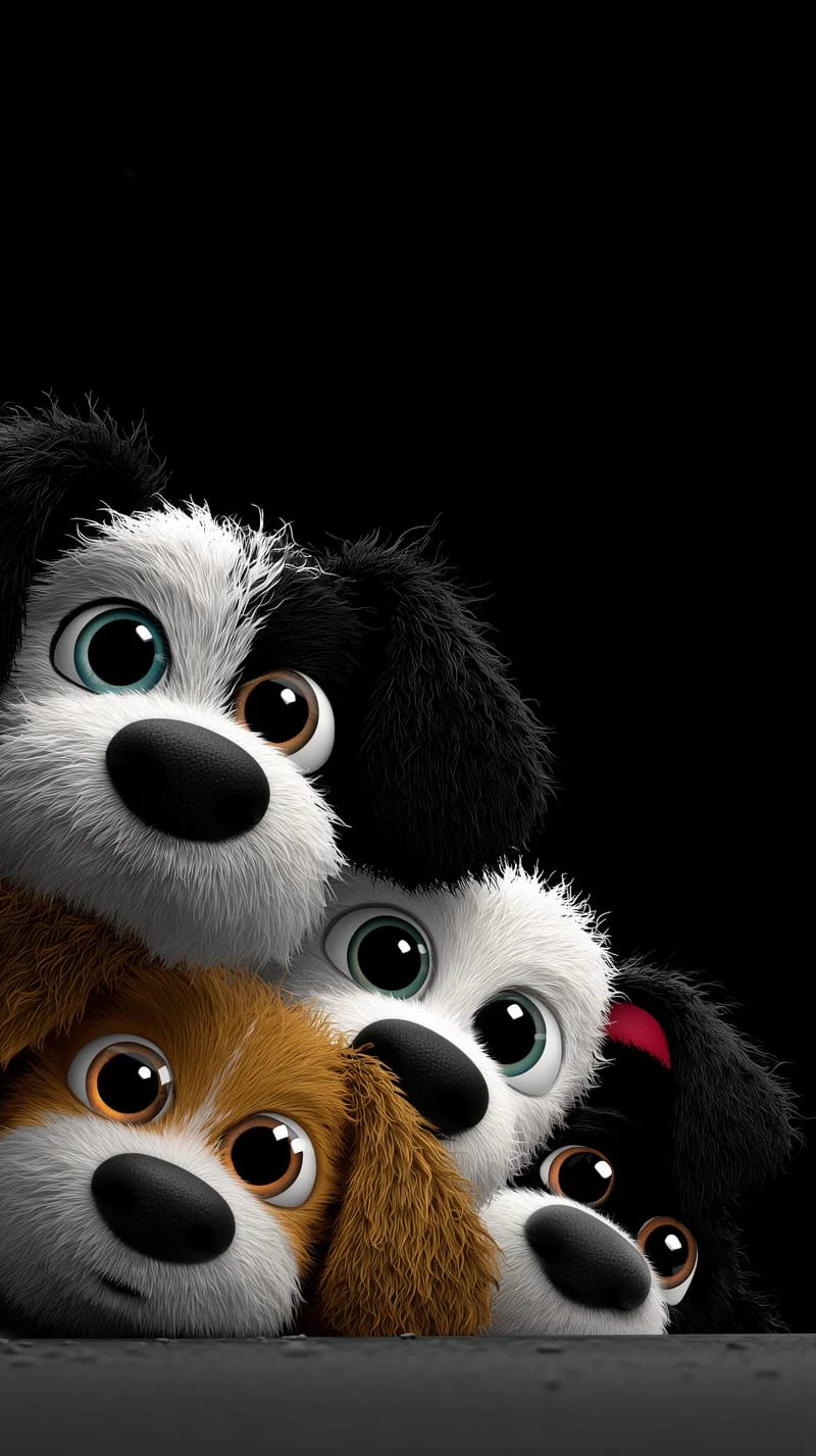 Cute Puppy Faces Close-Up Black Background 4K Wallpaper - Dogs wallpaper mobile Wallpaper | Picmaze