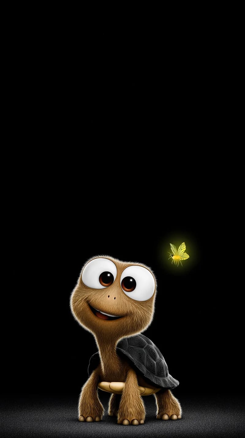 Cute Brown Turtle Wallpaper with Glowing Butterfly HD - Turtle mobile Wallpaper | Picmaze