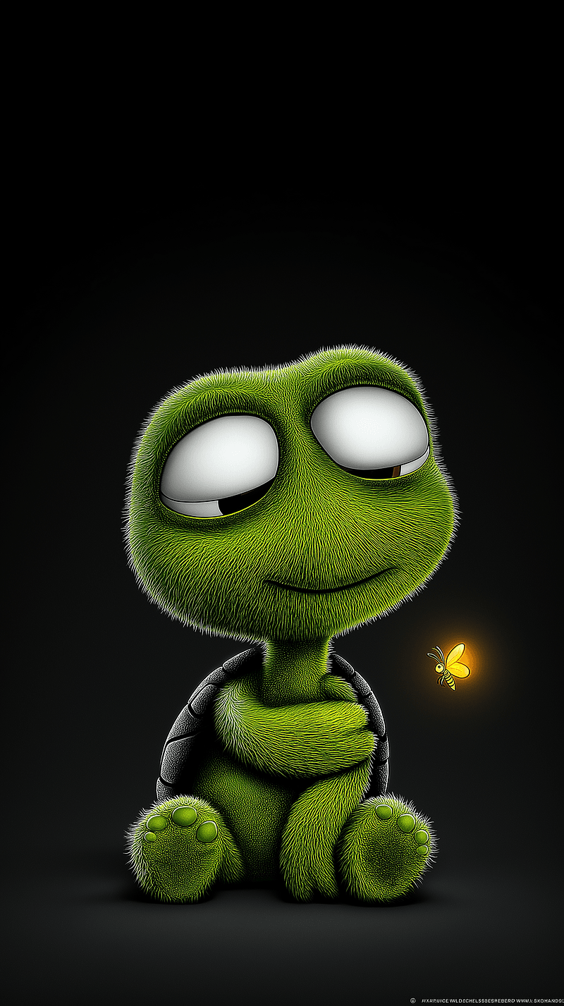 Cute Sleepy Cartoon Turtle Android Wallpaper – Adorable Baby Turtle with Firefly Glow - Turtle mobile Wallpaper | Picmaze