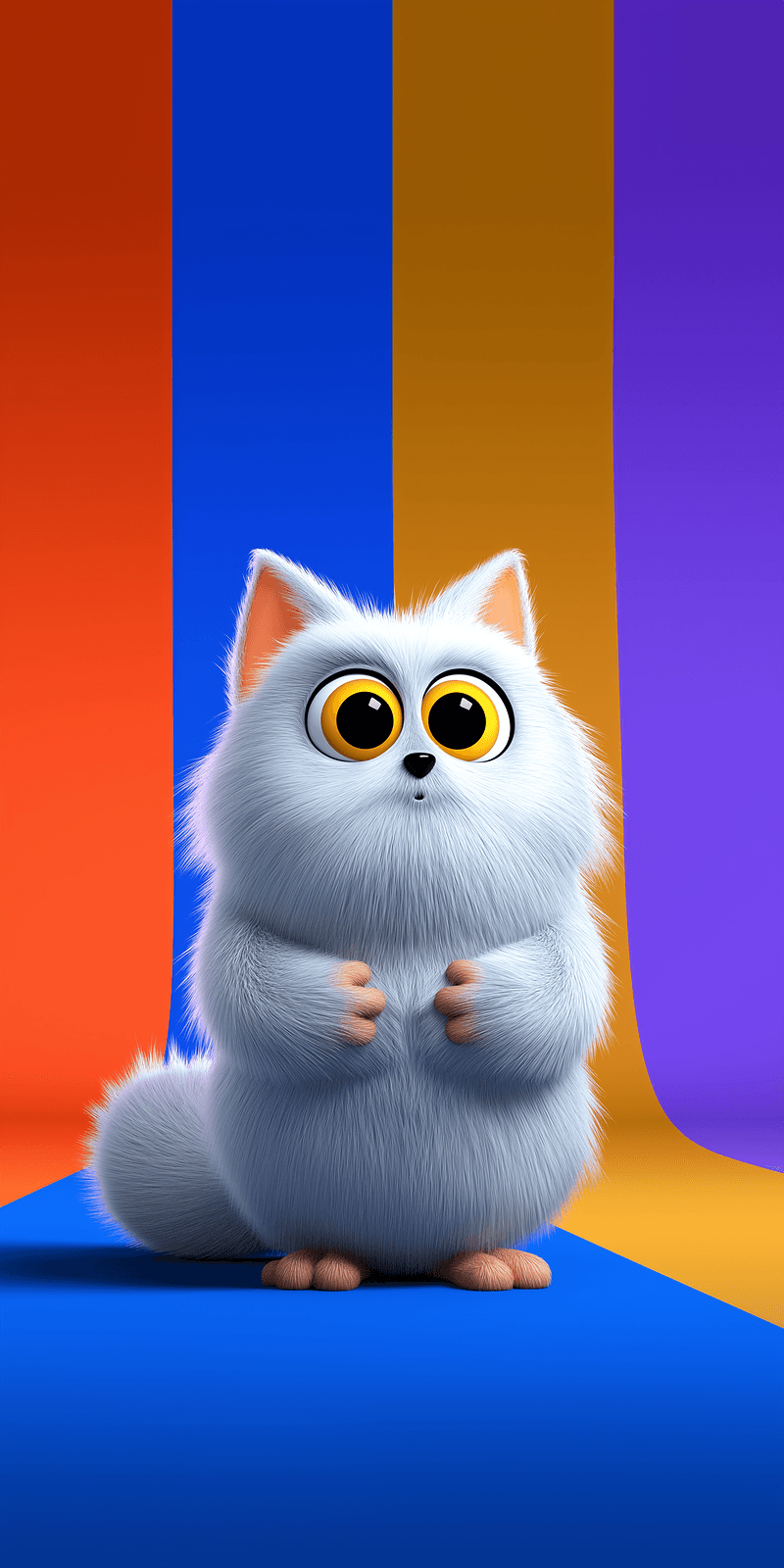 Cute Fluffy Cartoon Cat Wallpaper with Colorful Background - Cute Animal Wallpapers mobile Wallpaper | Picmaze