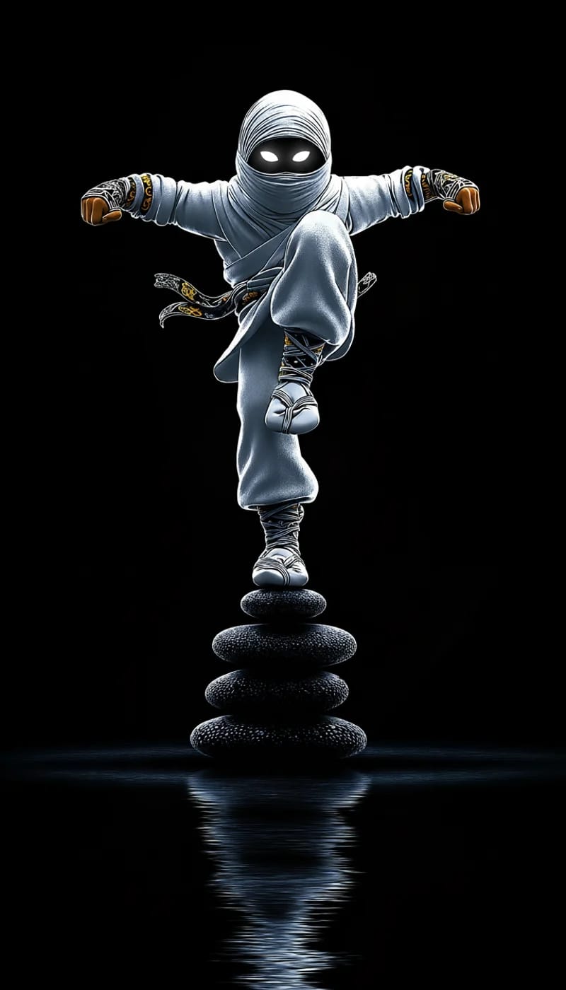 White Ninja Balance Zen Stones 4K HD Wallpaper - Ninja Wallpapers  mobile Wallpaper | Picmaze
