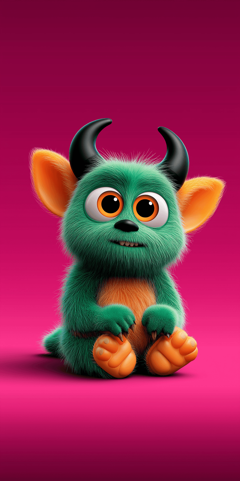 Cute Cartoon Monster Wallpaper in Vibrant Pink Background - ios wallpapers mobile Wallpaper | Picmaze