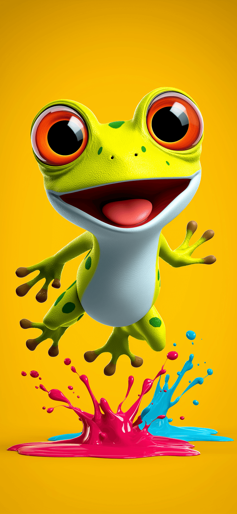 Cute Cartoon Frog 4K iPhone Wallpaper with Bright Colors - ios wallpapers mobile Wallpaper | Picmaze