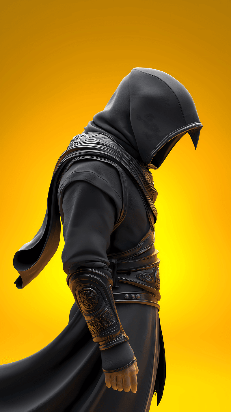 Dark Hooded Assassin Wallpaper – Shadow Warrior Yellow Aesthetic 4K Android Background - Ninja Wallpapers  mobile Wallpaper | Picmaze