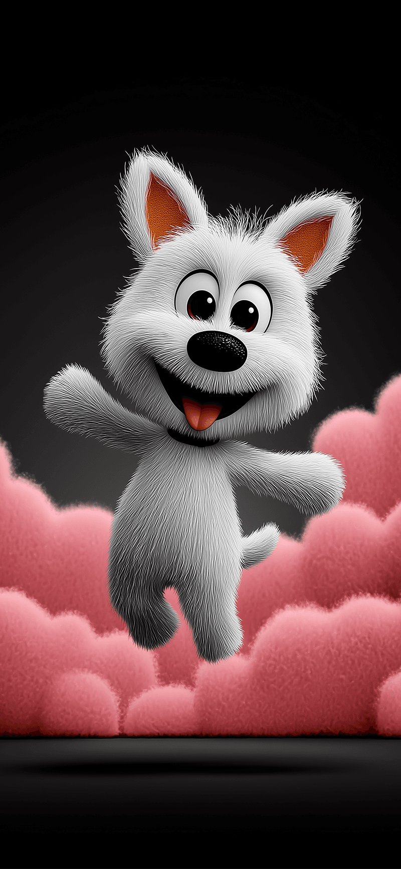 Cute White Puppy Jumping in Pink Clouds 3D Wallpaper 4K - ios wallpapers mobile Wallpaper | Picmaze