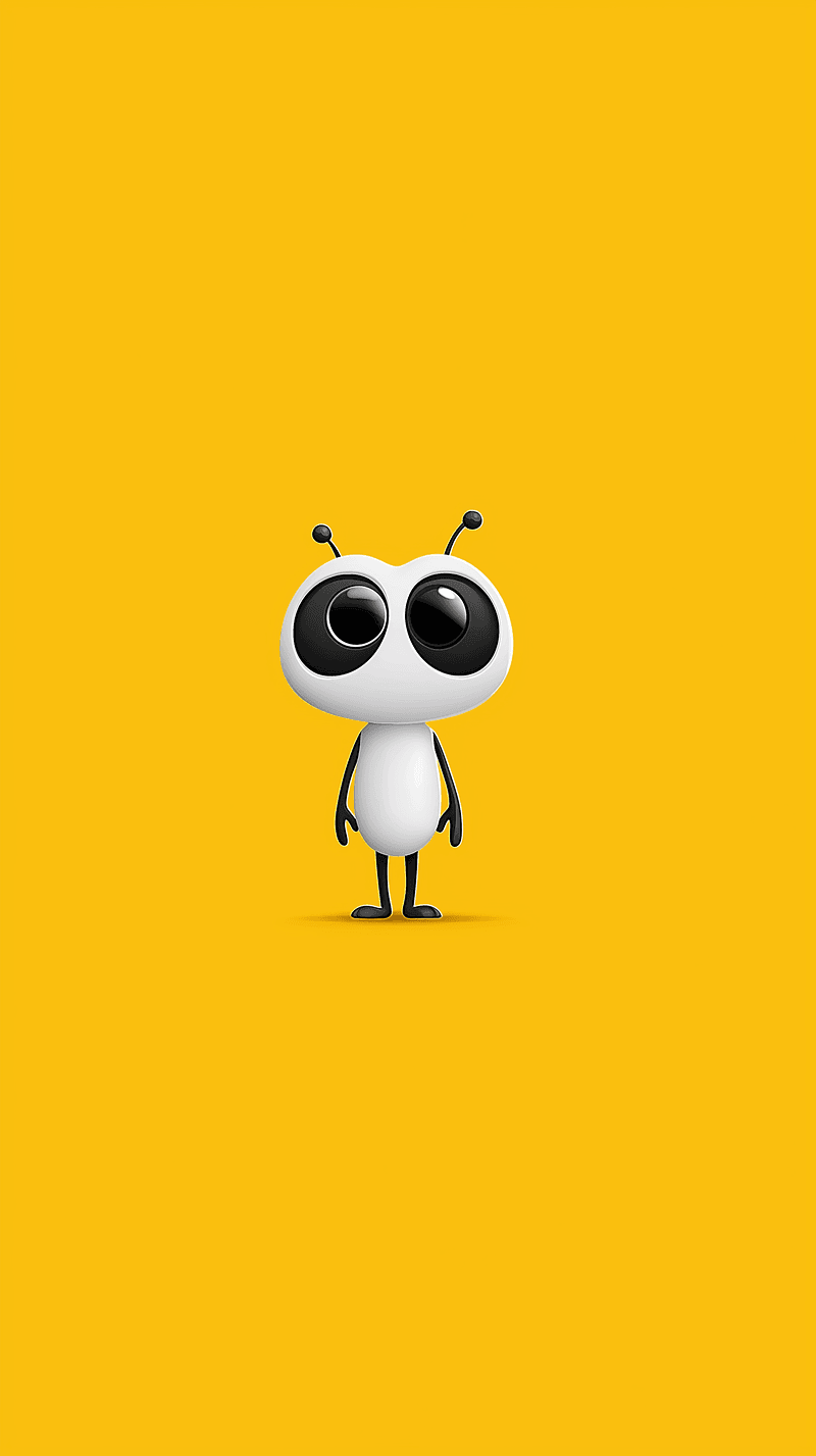 Cute Minimal Cartoon Alien Wallpaper with Yellow Background - Minimalist Wallpapers mobile Wallpaper | Picmaze